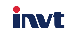 Blaues ‘invt’-Logo mit rotem Punkt über dem i.