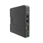 Das Foto zeigt ein cMT-FHDX-820 in Seitenansicht mit Weintek Logo, LED-Anzeigen, USB-, LAN-, COM- und 24VDC-Anschluss.