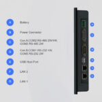 Dieses Bild zeigt das 7″ Touchpanel cMT2078X von Weintek. Das WVA-Display (800 × 480 px) überzeugt durch seinen breiten Betrachtungswinkel und das schlanke Kunststoffgehäuse ist gemäß NEMA4/IP66 vor Staub und Wasser geschützt. Mit einer Quad-Core-RISC-CPU und dediziertem 3D-Prozessor stellt das Panel eine schnelle und flüssige Visualisierung sicher. Dank lüfterlosem Design ist es für rauere industrielle Einsatzumgebungen geeignet.