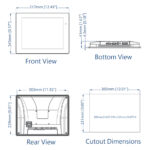 Technische Zeichnung des cMT2128X mit Abmessungen (317 × 243 × 41 mm) und Einbauausschnitt (305 × 231 mm)