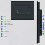 Rückseitige Anschlüsse des cMT2158X mit RS-485, RS-232, Audio Line Out und zwei Gigabit-Ethernet-Ports