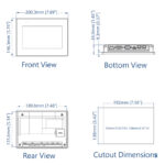 Technische Zeichnung des cMT3072XP mit 200,3 × 146,3 × 36,9 mm und Einbauausschnitt 192 × 138 mm