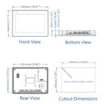 Technische Zeichnung des cMT3108XH mit Abmessungen (266 × 196 × 40 mm) und Einbauausschnitt (255 × 185 mm)