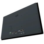 Rückansicht des cMT3162X mit Aluminiumgehäuse, lüfterloser Kühlung und integrierter Audio-Funktion