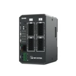 Das Foto zeigt die isometrische Ansicht des Weintek iR-ETN40P EtherNet I/O Moduls mit sichtbaren Ein- und Ausgangsklemmen sowie Status-LEDs.