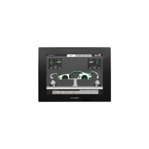 Cimon CM-iNP510-A Panel-PC mit 10,4-Zoll-Display und HMI-Visualisierung einer Roboterzelle