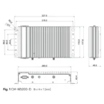 Technische Zeichnung des CIMON CM-NB200-D Industrie Box-PCs mit BxHxT-Maßen