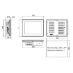 Maße und Einbauskizze des Cimon CM-NP5615-A Panel-PCs