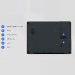 Rückseite des cMT3108XP (iV) mit markierten Positionen: A Erweiterungsmodul-Stecker, B Batteriefach