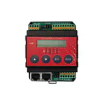 EAP MODUL-2020 Basismodul B03 mit LCD/4 Tasten, zwei RJ45-Ports (2-Port-Switch) unten und Klemmen für 5× RS-485 (RTU-Gateway) oben – Frontansicht.