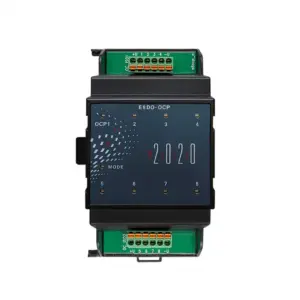 EAP E8DO-OCP Erweiterungsmodul für MODUL-2020, Frontansicht mit 8 Status-LEDs, Push-in-Klemmen oben/unten und seitlichem Systembus-Stecker.