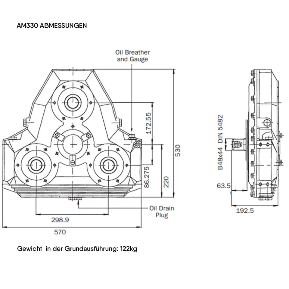 Twin Disc Am330 Abmessungen