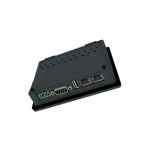 Rückansicht des Weintek cMT2058XH (W) Webpanels mit sichtbaren Anschlüssen für Spannungsversorgung, COM-Schnittstelle, USB und zwei Ethernet-Ports.