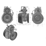 ESCO PHT700A Parallel-Hybridgetriebe – technische Abmessungen mit COG und Anschlussmaßen