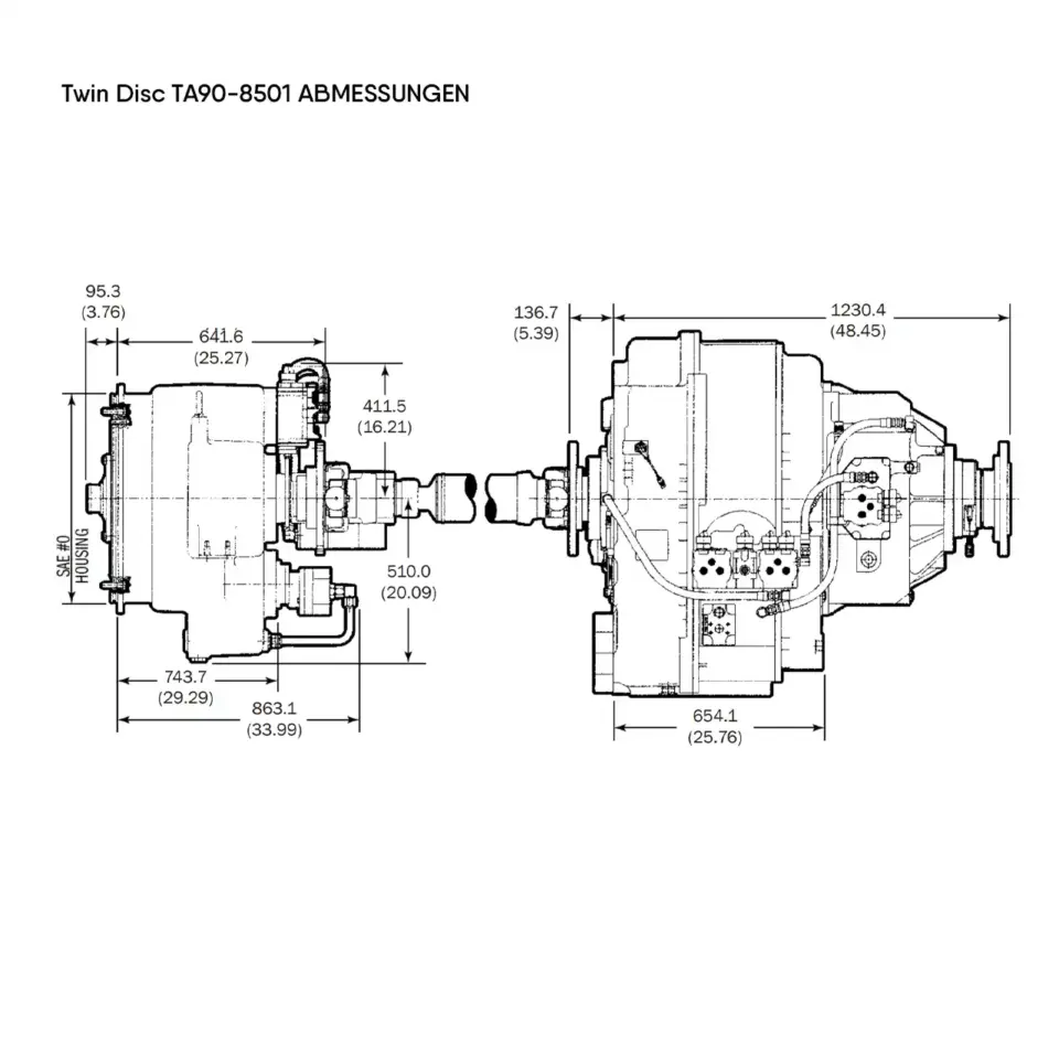Twin Disc Ta90 78501 Lastschaltgetriebe Abmessungen