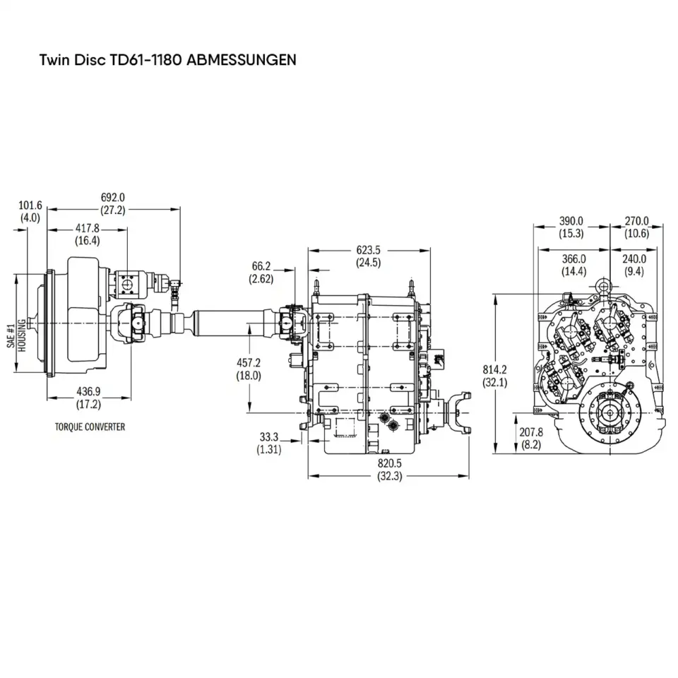 Twin Disc Td61 1180 Lastschaltgetriebe Abmessungen