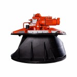 Veth Compact Jet Bugstrahlruder mit rotem Antriebssystem, schwarzem Gehäuse und kompakter Bauform für 360° Schub bei geringem Tiefgang.