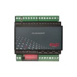 I/O Modul 7741 von EAP Electric, Feldbusmodul FB10PT/NI.6AO-U.M.S. mit 10 PT/NI-Temperatureingängen, 6 Analogausgängen 0–10 V, RS485-Schnittstelle, DIP-Adressschalter und steckbaren Schraubklemmen in Frontansicht für Gebäudeautomation, HLK und Industrie.