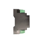 Rechte Gehäuseseite des I/O Moduls 7741 FB10PT/NI.6AO-U.M.S. mit geschlossenem schwarzen Seitenprofil zur Darstellung der kompakten Einbautiefe und der platzsparenden DIN-Hutschienenmontage in Schaltschränken.