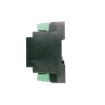 Linke Seitenansicht des EAP I/O Moduls 8877 mit kompaktem schwarzem Gehäuseprofil für die Hutschienenmontage, ESCO Art.-Nr. IOMODUL8877.