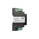 Seitliche Typenschildansicht des EAP Feldbusmoduls FBA 10DO-R, Artikelnummer 7740-1, mit Angaben zu 24 V DC Versorgung, RS485, Modbus-RTU, Saia Data Mode 2.0, Temperaturbereich und Schutzart IP21.