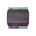 I/O Modul 8553-1 von EAP Electric in Frontansicht, Typ FBA10DO-RÖ.M.S., Feldbusmodul mit 10 Relais-Öffnerausgängen und 10 LED-Statusanzeigen für Modbus-RTU / S-Bus über RS485, mit steckbaren Klemmen, DIP-Schalter und DIN-Hutschienenmontage.