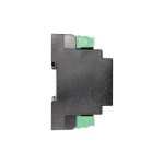 Seitenansicht des I/O Moduls 8553-1 mit geschlossenem schwarzen Gehäuseseitenteil und oberen sowie unteren Steckklemmen, ausgelegt für DIN-Hutschienenmontage in kompakten Feldbusinstallationen.