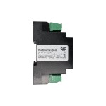 Linke Seitenansicht des I/O Moduls 7737-1 mit Typenschild von EAP Electric, Gerätebezeichnung FBA2DI.4PT/NI.6DO-R.M.S., Versorgung 24 V DC, Bus Modbus-RTU / Saia Data Mode 2.0, Schutzart IP21 und Montage für den Schaltschrank.