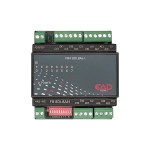 FBA8DI.8AI-I Feldbusmodul von EAP Electric in Frontansicht, I/O Modul 8397-1 mit 8 digitalen 24-V-Eingängen, 8 analogen 4...20-mA-Eingängen, RS485-Schnittstelle, LED-Statusanzeige, DIP-Schaltern und steckbaren Klemmen für die Hutschienenmontage in Gebäudeautomation und Industrie.