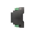 Seitliche Gehäuseansicht des I/O Moduls 8534-1 FBA8PT/NI.8DO-OC, schwarzes Reiheneinbaugehäuse für DIN-Hutschienenmontage mit kompakter Bauform und stirnseitig herausgeführten Steckklemmen.