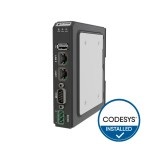 Das Foto zeigt das Weintek cMT-FHDX-820-CD Headless HMI mit CODESYS-Installed-Badge, LAN-Ports, USB-Host, COM-Port und 24 V DC-Klemme.